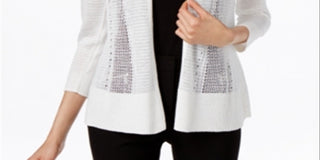 Alfani Women's Novelty Stitch Sweater White Size Small