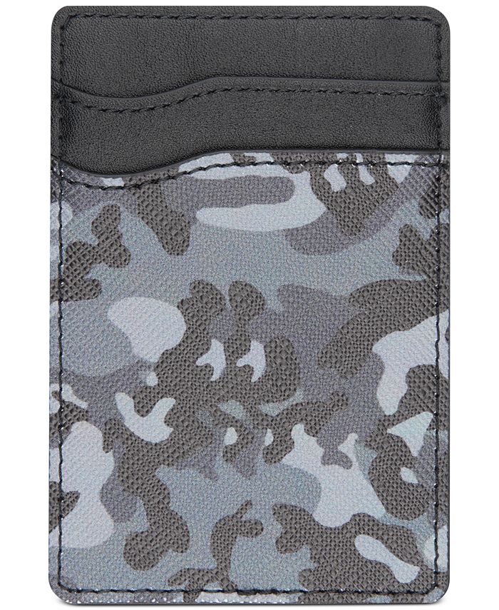 Bespoke Men's Adhesive One Card Case Camo Leather Mini Wallet Black One Size