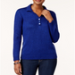 Karen Scott Women's Marled Button Sweater Blue Size Medium