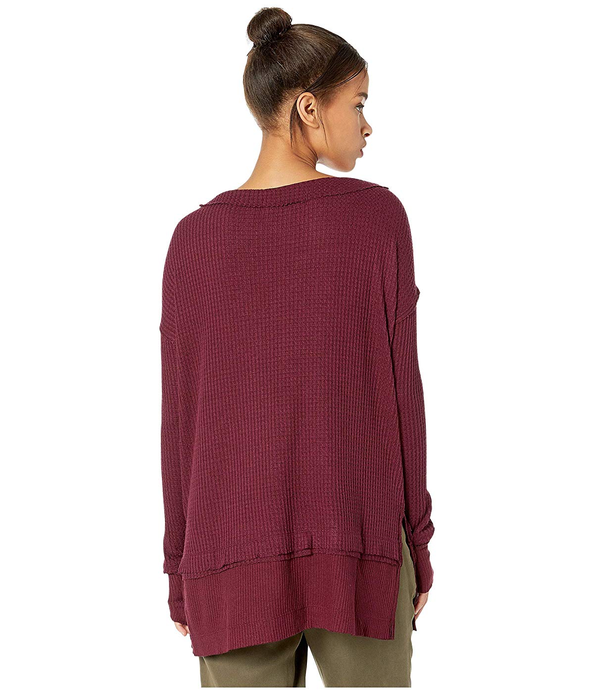 Free People Women's North Shore Thermal Knit Tunic Top Red Size X-Small