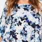 Alfani Women's Floral Print Ruffled Top Blue Size L