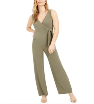 Bar III Women's Sleeveless Side-Tie Jumpsuit Green Size M