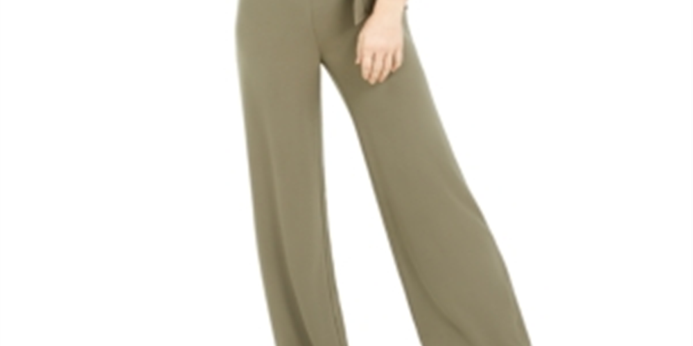 Bar III Women's Sleeveless Side-Tie Jumpsuit Green Size M