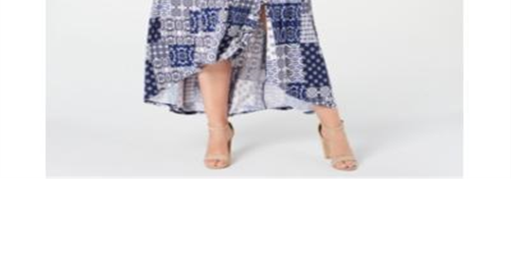NY Collection Women's Plus Petite Asymmetric Maxi Dress Blue Size 3X