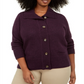 Karen Scott Women's Marled Wing Collar Cardigan Purple Size 3x