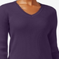 Karen Scott Women's Ribbed Knit Cotton Sweater Purple Size PP