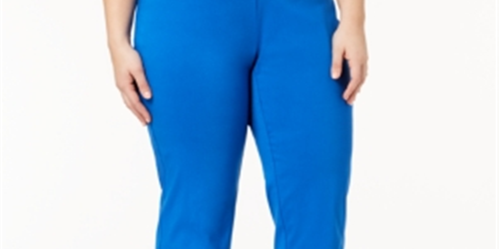 Alfani Women's Plus High Rise Pull on Capri Pants Blue Size 14W