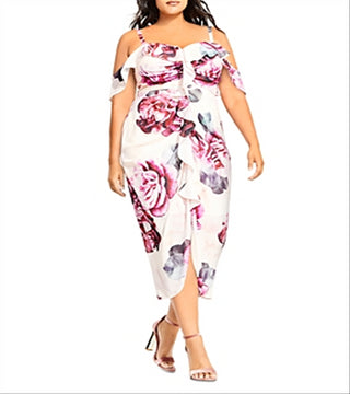 City Chic Women's Vintage Blooms Dress Pink Size 18