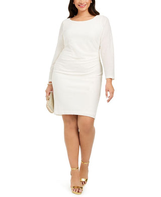 Vince Camuto Women's Plus Sequined Bodycon Dress White Size 16W