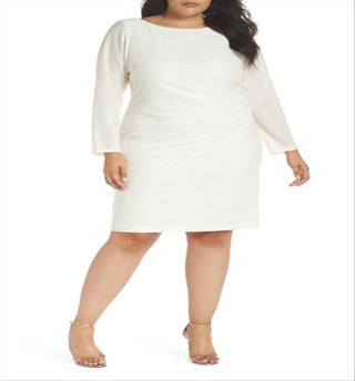 Vince Camuto Women's Plus Sequined Bodycon Dress White Size 16W