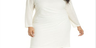 Vince Camuto Women's Plus Sequined Bodycon Dress White Size 16W