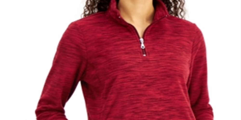 Karen Scott Women's Half Zip Pullover Red Size Medium