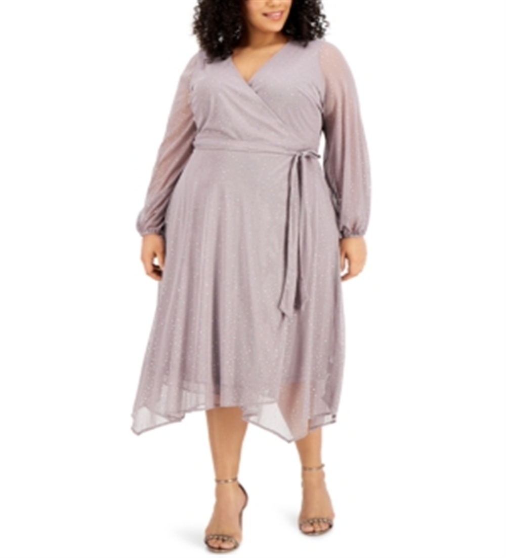 Alfani Women's Metallic Fit Flare Silver Dot Size 0X