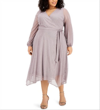 Alfani Women's Metallic Fit Flare Silver Dot Size 0X