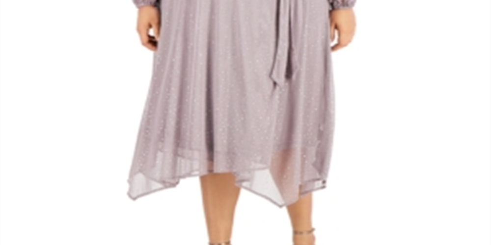 Alfani Women's Metallic Fit Flare Silver Dot Size 0X