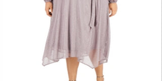 Alfani Women's Metallic Fit Flare Silver Dot Size 0X