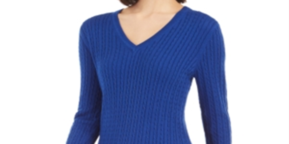 Tommy Hilfiger Women's Cotton Cable Sweater Blue  Size XS