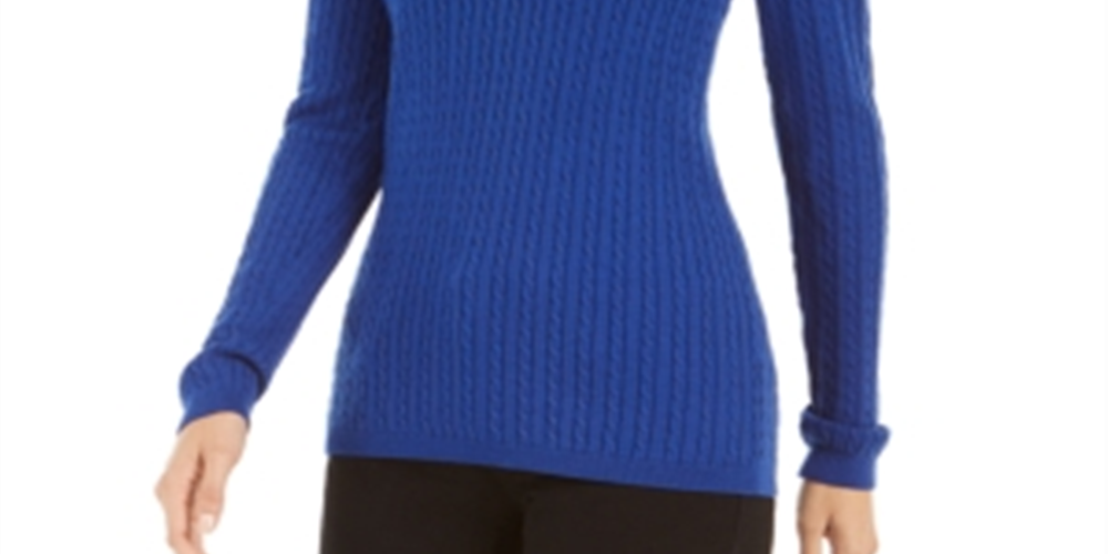 Tommy Hilfiger Women's Cotton Cable Sweater Blue  Size XS