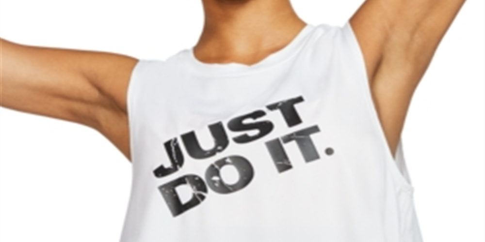 Nike Women's Logo Graphic Sleeveless Crew Neck Tank Top  White Size Small
