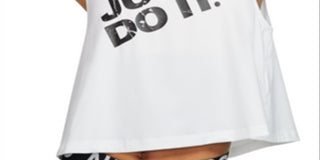 Nike Women's Logo Graphic Sleeveless Crew Neck Tank Top  White Size Small