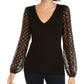 INC International Concepts Women's Knit Clip Dot Metallic Sweater Black Size Small