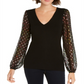 INC International Concepts Women's Knit Clip Dot Metallic Sweater Black Size Small