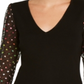 INC International Concepts Women's Knit Clip Dot Metallic Sweater Black Size Small