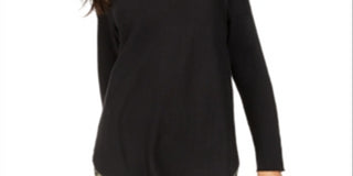 INC International Concepts Women's Solid Shirttail Pullover Sweater Black Size Large