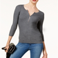 INC International Concepts Women's Zip-Front Sweater Gray Size Medium