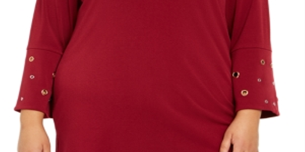 JM Collection Women's Chain & Grommet Top Wine Size 2X