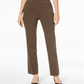 JM Collection Women's Pull-on Tummy Control Slim-Leg Pants Short Length Brown  Size XXS