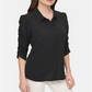 Calvin Klein Women's Ruched Sleeve Shirt Black Size Small