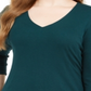 INC International Concepts Women's Plus Ribbed V Neck Top Green Size-0X
