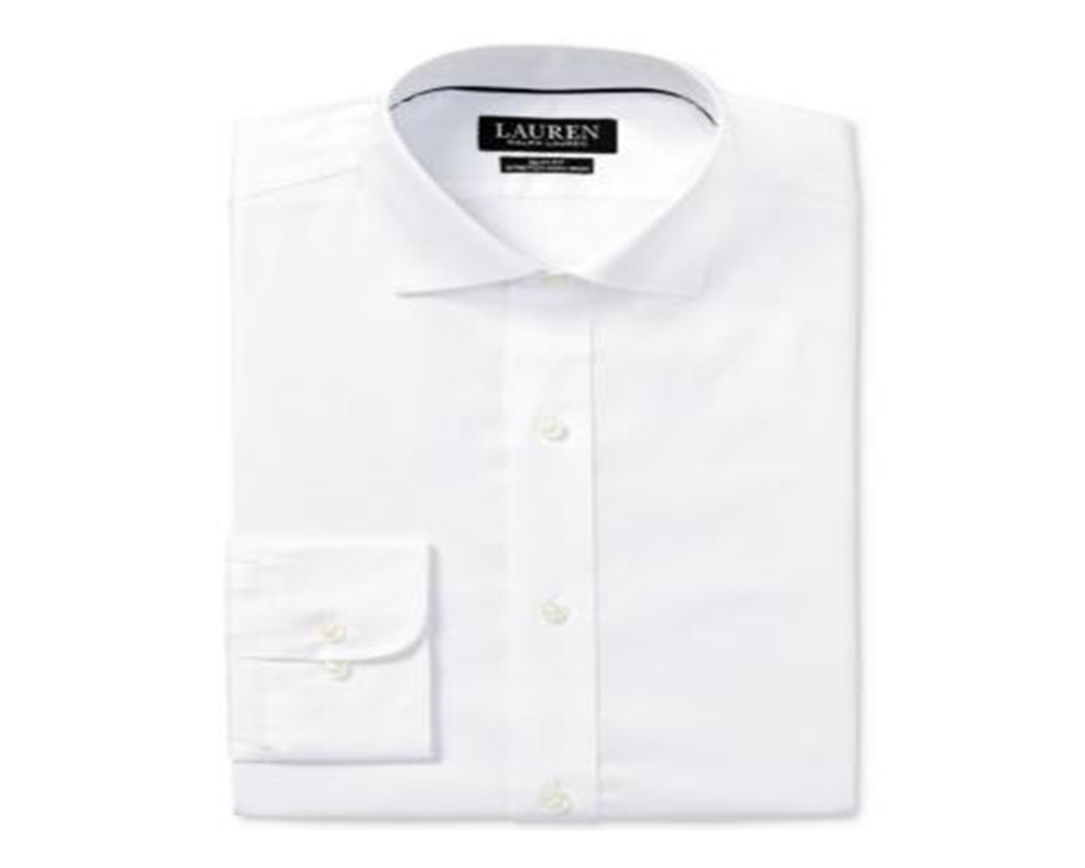 Ralph Lauren Men's Slim Fit Non Iron Stretch Pinpoint Dress Shirt White Size L