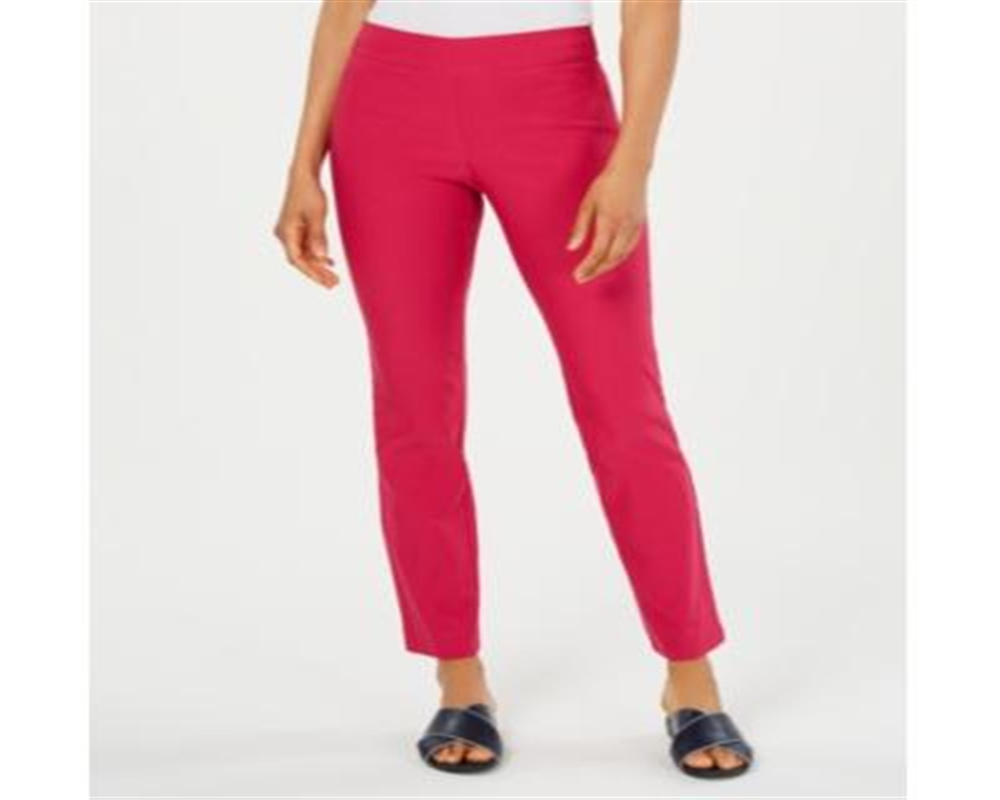 Charter Club Women's Cambridge Skinny Pull on Tummy Control Pants Pink Size 6