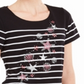 Karen Scott Women's Striped Seashell T-Shirt  Black Size XS