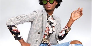 Bar III Women's Open Front Plaid Blazer Gray Size Medium