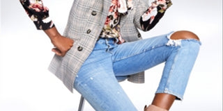 Bar III Women's Open Front Plaid Blazer Gray Size Medium