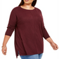 Style & Co Women's Plus Seamfront Mixed Media Tunic Top Purple size 0X
