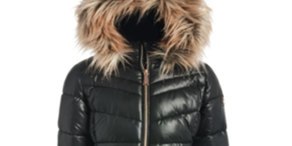Michael Kors Toddler Girl's Stadium Puffer Jacket with Removable Faux Fur Trimmed Hood Black Size 2T