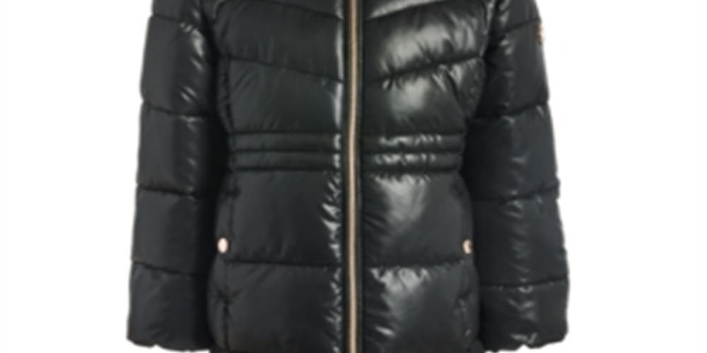 Michael Kors Toddler Girl's Stadium Puffer Jacket with Removable Faux Fur Trimmed Hood Black Size 2T