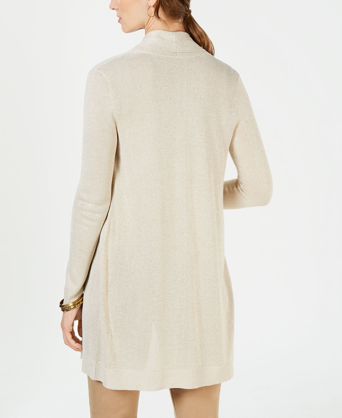 Charter Club Women's Petite Lurex Sweater Duster  Beige Size Petite M