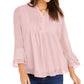Charter Club Petite Double-Ruffle Textured Pintuck Top Pink Size PL