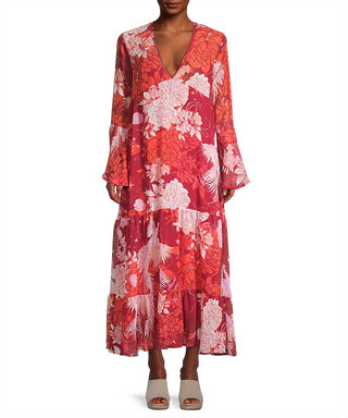 Free People Women's Moroccan Roll Floral Maxi Dress Red Size Small