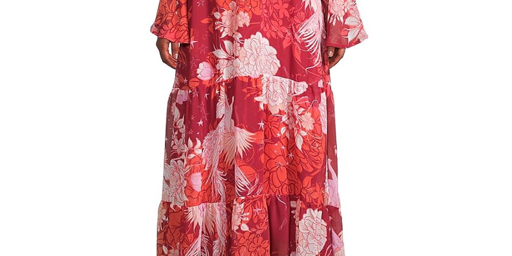 Free People Women's Moroccan Roll Floral Maxi Dress Red Size Small