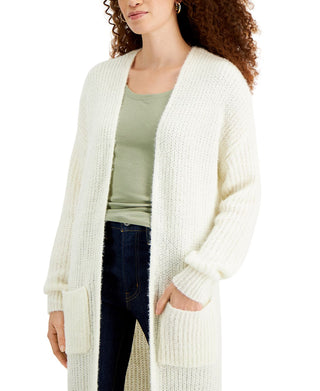 Kit & Sky Women's Ribbed Oversized Cardigan White Size Large