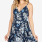 Speechless Junior's Floral Faux Wrap Dress Navy Size 2XS