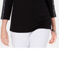Karen Scott Women's Cotton Studded Boa Neck Top Black Size Petite X-Large