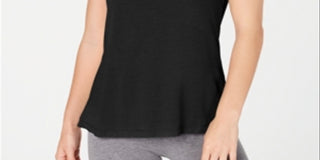 Ideology Women's Split Back Casual T-Shirt Black Size XXL