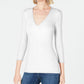INC International Concepts Women's V Neck Top White Size Petite X-Large